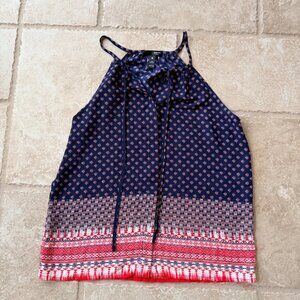 Aqua Halter Top Sleeveless Polyester Tank Orange Blue - XS Size - Soft Polyester